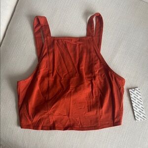 Urban Outfitters Red Sleeveless Fitted Crop Tank Top